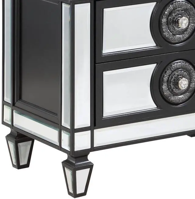 Alt view image 4 of 7 - Varian Ii Mirrored, Black & Sliver Finish Nightstand