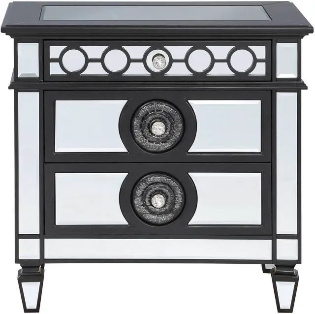 Alt view image 3 of 7 - Varian Ii Mirrored, Black & Sliver Finish Nightstand