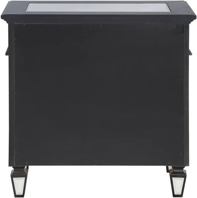 Alt view image 2 of 7 - Varian Ii Mirrored, Black & Sliver Finish Nightstand