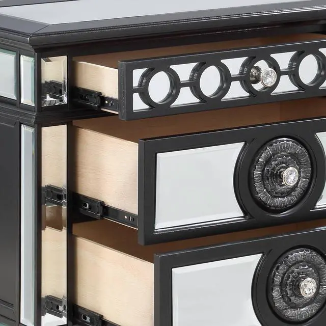 Alt view image 5 of 7 - Varian Ii Mirrored, Black & Sliver Finish Nightstand