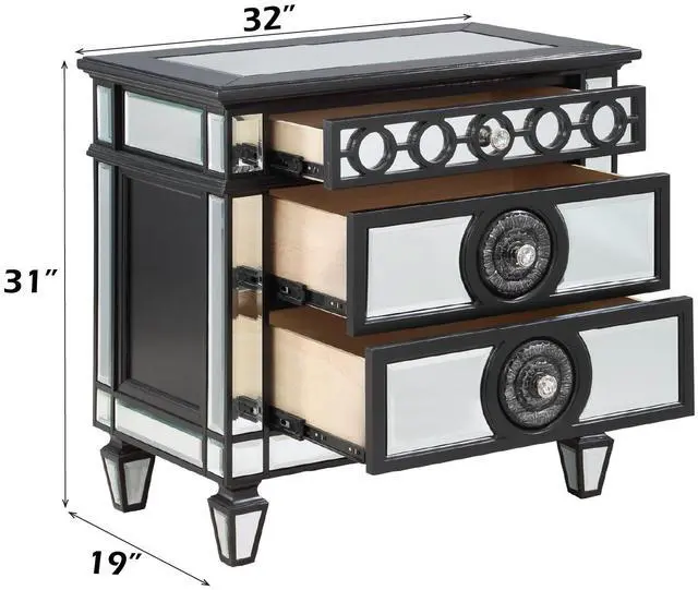 Alt view image 7 of 7 - Varian Ii Mirrored, Black & Sliver Finish Nightstand