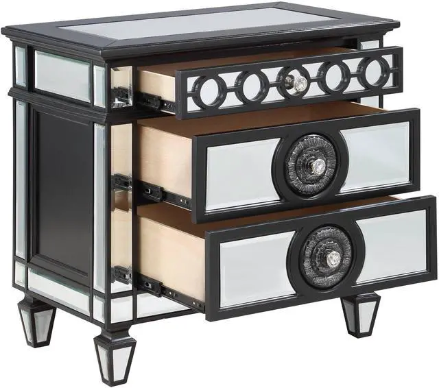 Alt view image 6 of 7 - Varian Ii Mirrored, Black & Sliver Finish Nightstand