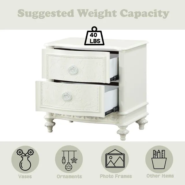 Alt view image 6 of 7 - Dorothy Ivory Finish Nightstand W/2 Drawers