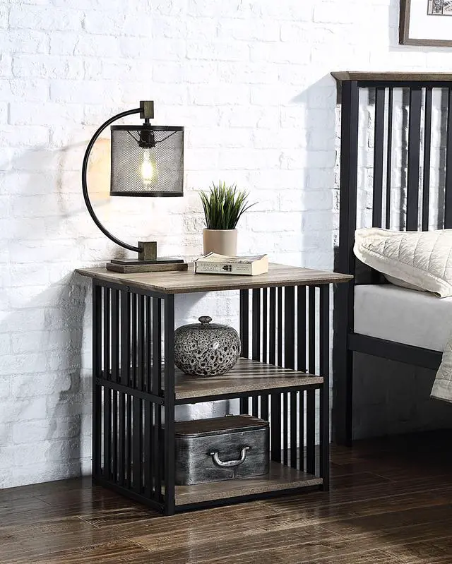 Main image of Zudora Antique Oak & Black Finish Nightstand
