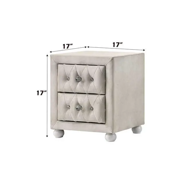 Alt view image 3 of 7 - Reggie Beige Fabric Nightstand