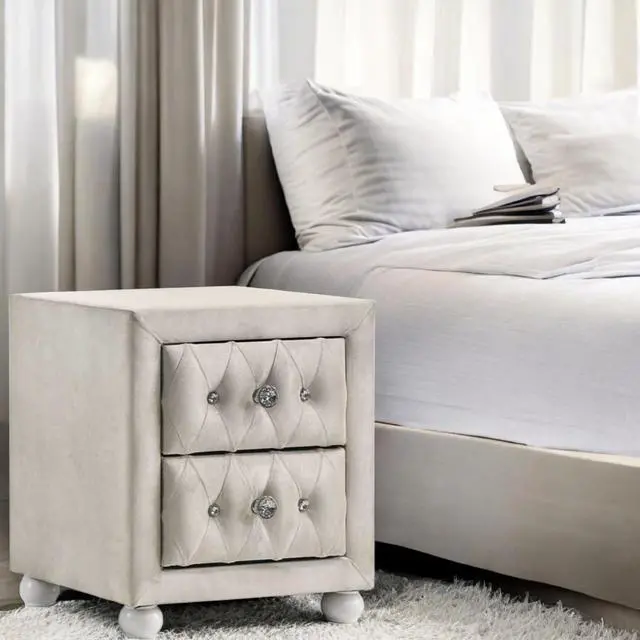 Alt view image 2 of 7 - Reggie Beige Fabric Nightstand