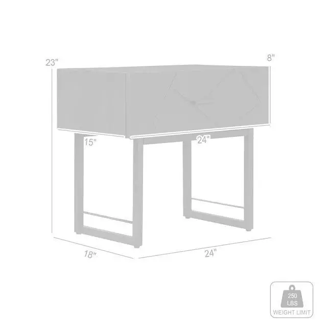 Alt view image 5 of 7 - Marquis 1 Drawer Oak Wood Nightstand With Black Metal Legs