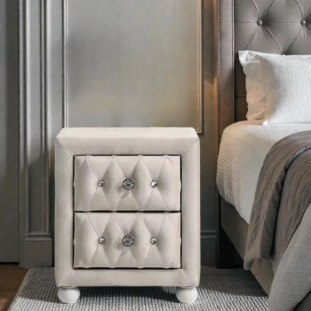 Alt view image 5 of 7 - Reggie Beige Fabric Nightstand