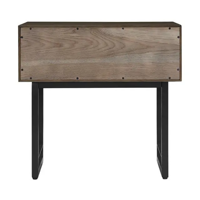 Alt view image 2 of 7 - Marquis 1 Drawer Oak Wood Nightstand With Black Metal Legs