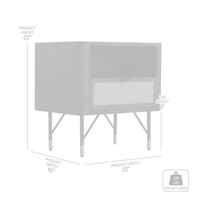 Alt view image 5 of 6 - Saratoga Nightstand In Black Acacia With Rattan