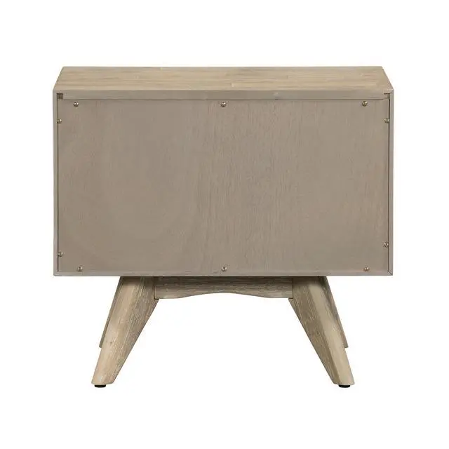 Alt view image 4 of 7 - Baly Acacia Mid-Century Gray 2 Drawer Night Stand