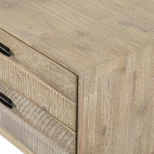Alt view image 7 of 7 - Baly Acacia Mid-Century Gray 2 Drawer Night Stand
