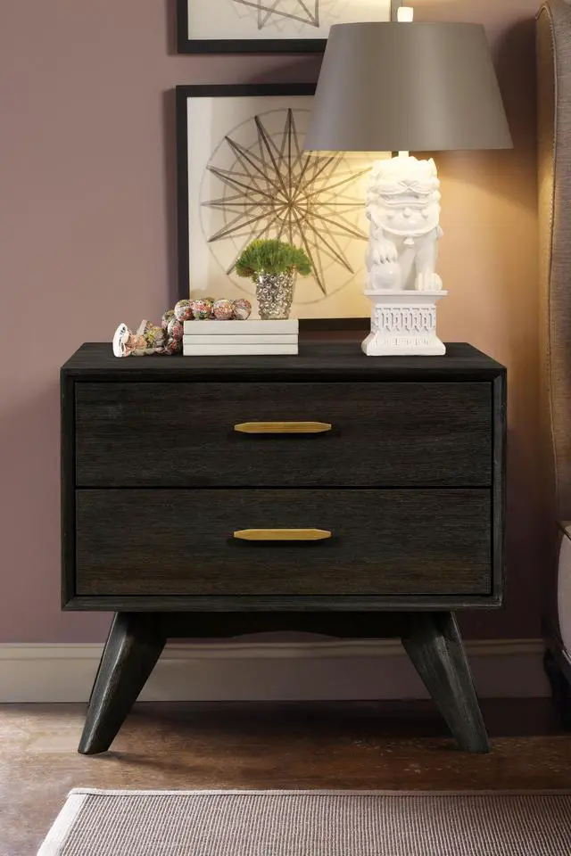 Main image of Baly Acacia Mid-Century 2 Drawer Night Stand