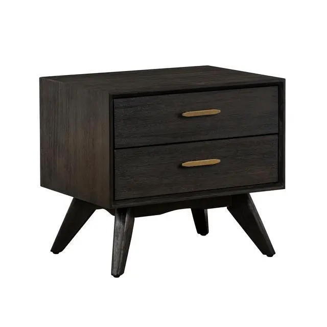 Alt view image 3 of 7 - Baly Acacia Mid-Century 2 Drawer Night Stand