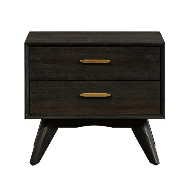 Alt view image 4 of 7 - Baly Acacia Mid-Century 2 Drawer Night Stand
