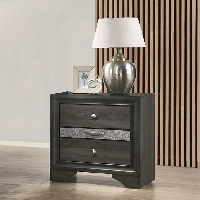 Main image of Contemporary Gray Finish Storage Drawers Nightstand Wooden Bedroom Furniture 1Pc