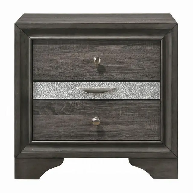 Alt view image 2 of 7 - Contemporary Gray Finish Storage Drawers Nightstand Wooden Bedroom Furniture 1Pc