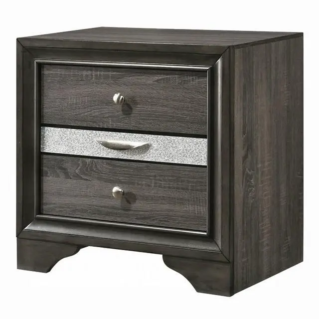 Alt view image 3 of 7 - Contemporary Gray Finish Storage Drawers Nightstand Wooden Bedroom Furniture 1Pc