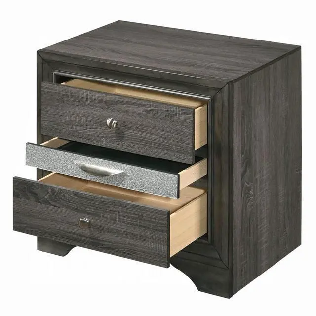 Alt view image 4 of 7 - Contemporary Gray Finish Storage Drawers Nightstand Wooden Bedroom Furniture 1Pc