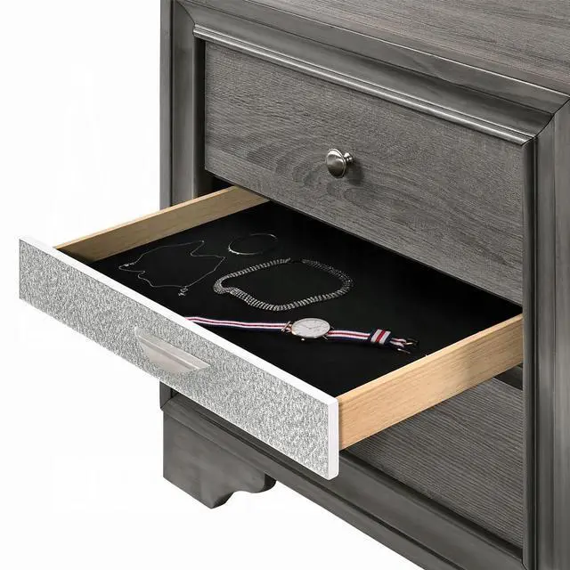 Alt view image 5 of 7 - Contemporary Gray Finish Storage Drawers Nightstand Wooden Bedroom Furniture 1Pc