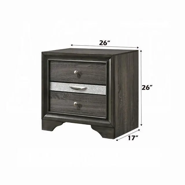 Alt view image 6 of 7 - Contemporary Gray Finish Storage Drawers Nightstand Wooden Bedroom Furniture 1Pc