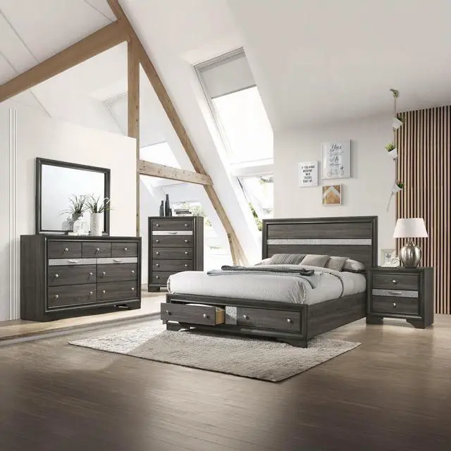 Alt view image 7 of 7 - Contemporary Gray Finish Storage Drawers Nightstand Wooden Bedroom Furniture 1Pc