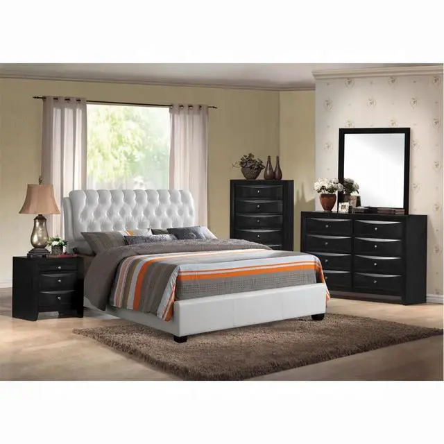 Alt view image 6 of 6 - 1Pc Black Finish Nightstand With Two Storage Drawers And Pull Out Tray Wooden Bedroom Furniture