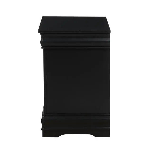 Alt view image 4 of 6 - 1Pc Traditional Classic Black Finish 2-Drawers Nightstand Wooden Bedroom Furniture
