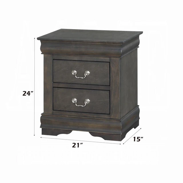 Alt view image 6 of 7 - 1Pc Traditional Classic Gray Finish 2-Drawers Nightstand Wooden Bedroom Furniture