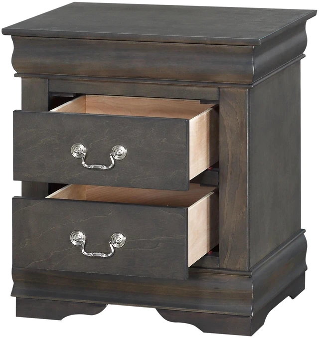 Alt view image 3 of 7 - 1Pc Traditional Classic Gray Finish 2-Drawers Nightstand Wooden Bedroom Furniture