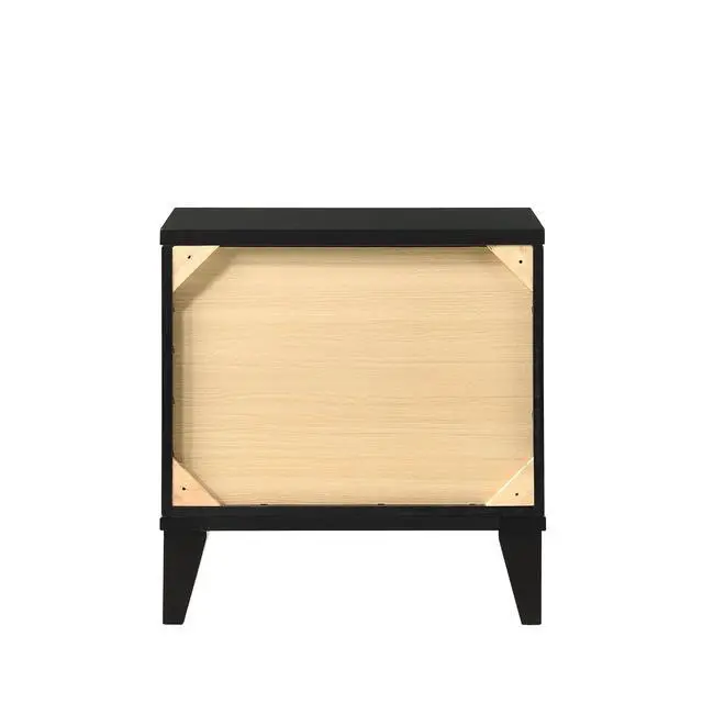 Alt view image 5 of 7 - Contemporary Shiny Black Finish 2 Storage Drawer Nightstand Wooden Bedroom Furniture 1Pc