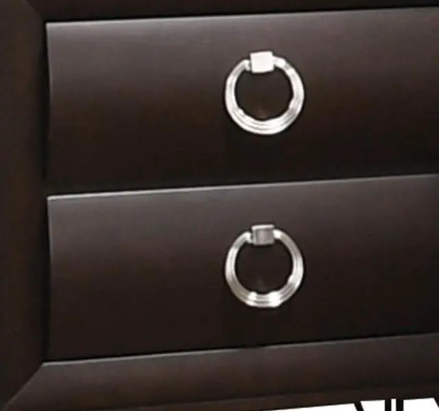 Alt view image 3 of 5 - 1Pc Contemporary Dark Merlot Finish Nightstand With Drawers Metal Legs Bedroom Furniture