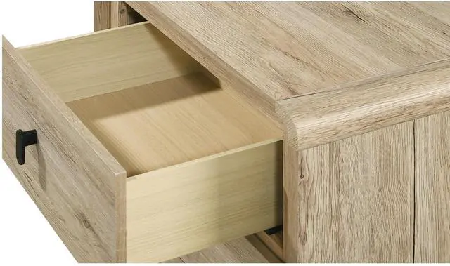 Alt view image 4 of 7 - 1Pc Mid-Century Natural Textures Warm, Wood-Inspired Finish Ample Drawer Space Two Drawers Nightstand Storage Wooden Furniture