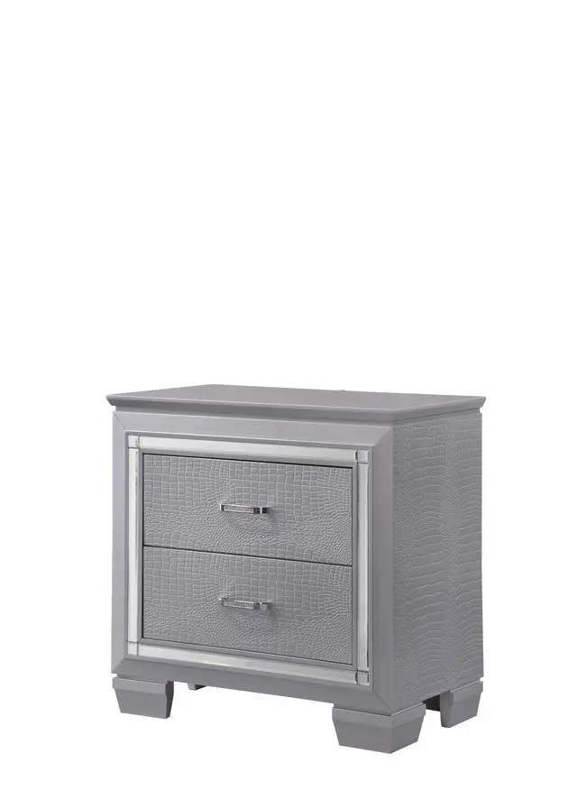 Alt view image 2 of 7 - 1Pc Modern Two Drawer Led Lights Beveled Mirror Accents Chrome Finish Hardware Faux Crystal Accent Silver Finish