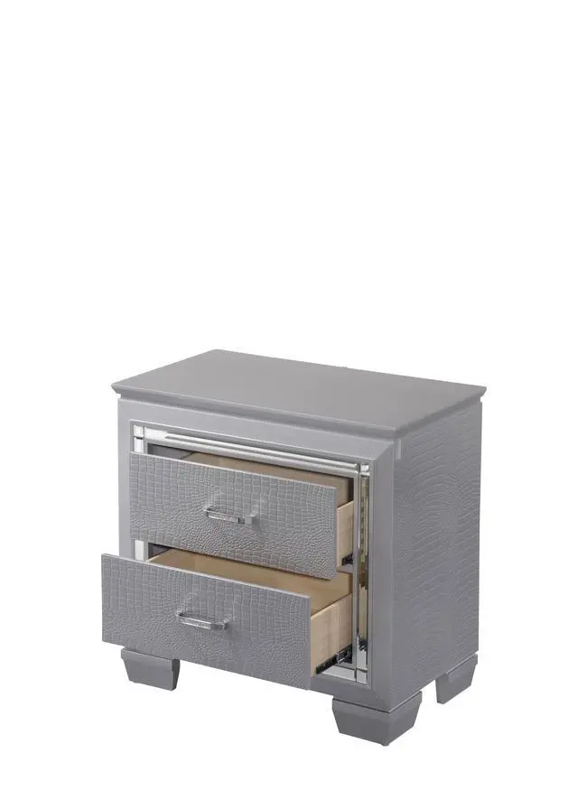 Alt view image 3 of 7 - 1Pc Modern Two Drawer Led Lights Beveled Mirror Accents Chrome Finish Hardware Faux Crystal Accent Silver Finish