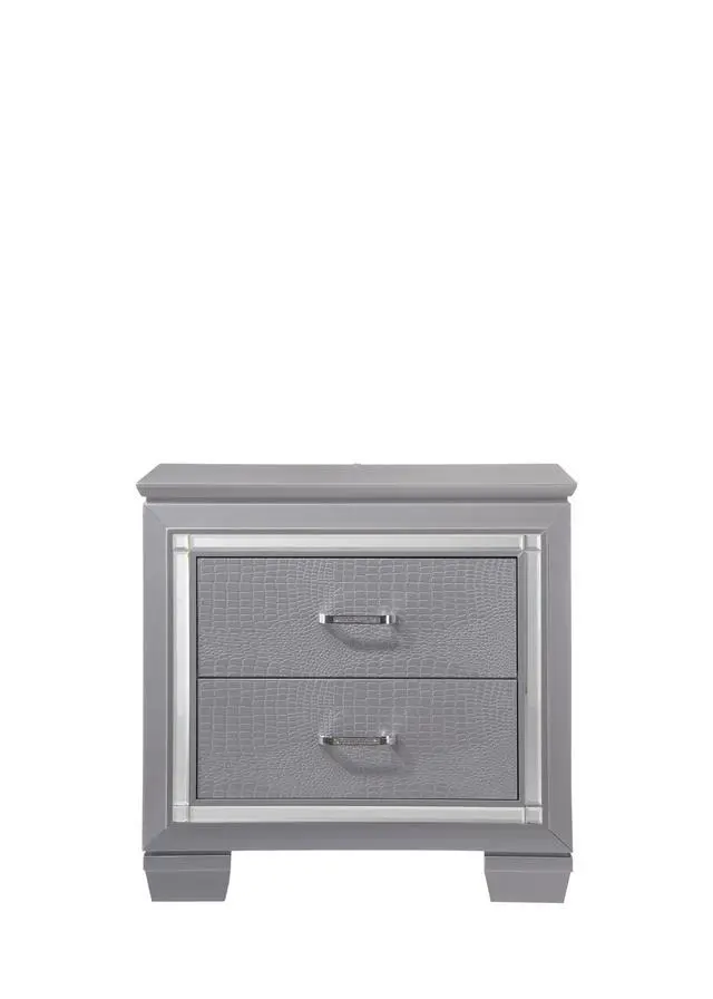Alt view image 4 of 7 - 1Pc Modern Two Drawer Led Lights Beveled Mirror Accents Chrome Finish Hardware Faux Crystal Accent Silver Finish