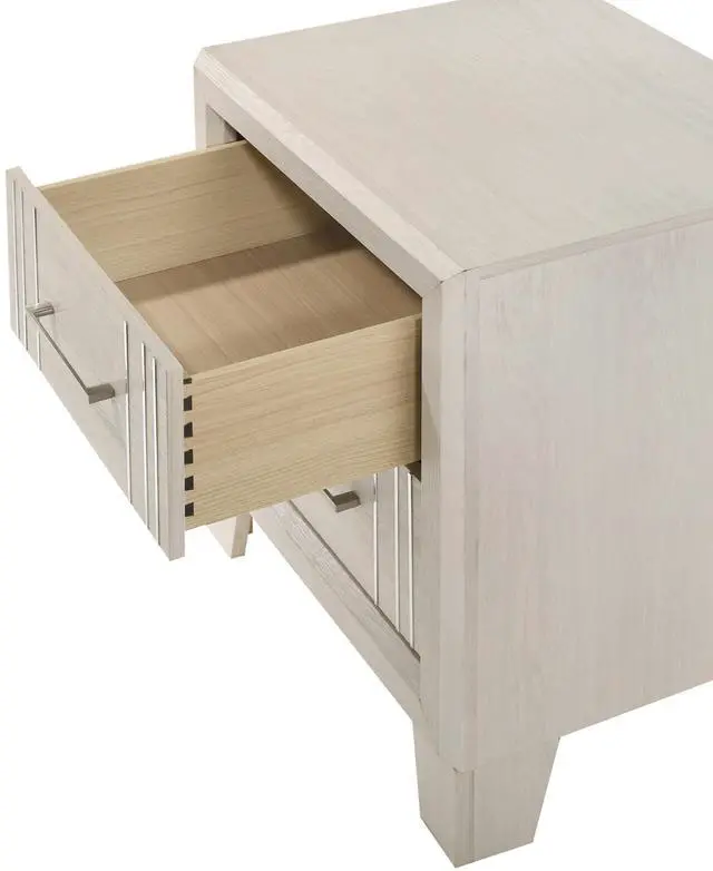 Alt view image 2 of 6 - 1Pc Contemporary Two-Drawers Nightstand Bed Side Cabinet Wooden Furniture White/Beige Color