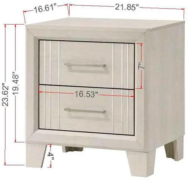 Alt view image 5 of 6 - 1Pc Contemporary Two-Drawers Nightstand Bed Side Cabinet Wooden Furniture White/Beige Color