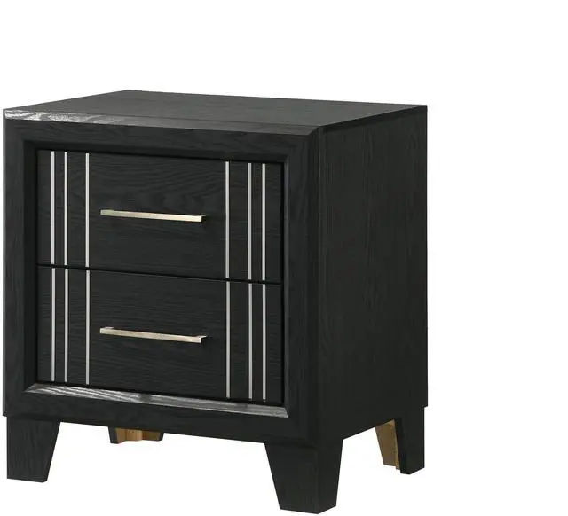 Main image of 1Pc Contemporary Two-Drawers Nightstand Bed Side Cabinet Wooden Furniture Charcoal Color