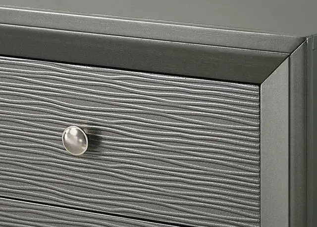 Alt view image 2 of 6 - 1Pc Contemporary Modern 2-Drawer Nightstand Round Knobs Bedroom Wooden Furniture Gun Metal Gray Finish