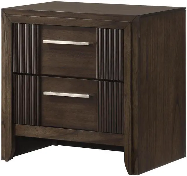 Main image of 1Pc Contemporary 2-Drawer Nightstand Rich Wood Finish Rustic Charm Polished Hardware Wooden Furniture Brown
