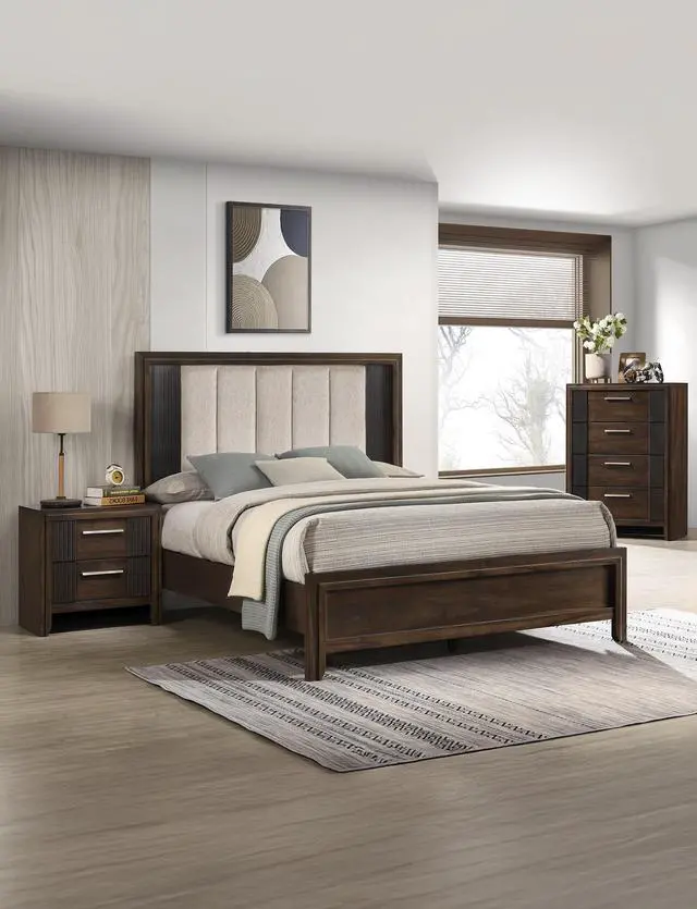Alt view image 5 of 5 - 1Pc Contemporary 2-Drawer Nightstand Rich Wood Finish Rustic Charm Polished Hardware Wooden Furniture Brown