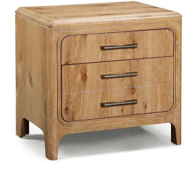 Main image of 1Pc Natural Wood Finish Three Drawer Nightstand Wooden Bedroom Furniture