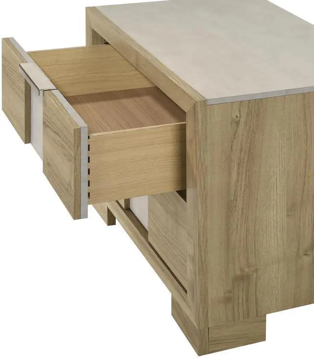 Alt view image 2 of 5 - 1Pc Driftwood Nightstand Two Drawer Wooden Bedroom Furniture