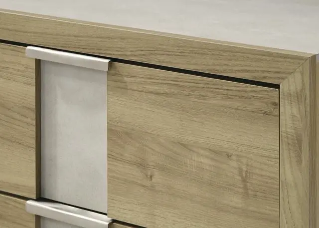Alt view image 4 of 5 - 1Pc Driftwood Nightstand Two Drawer Wooden Bedroom Furniture