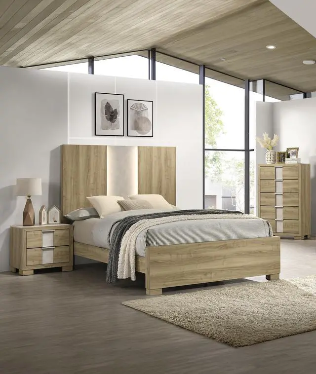 Alt view image 5 of 5 - 1Pc Driftwood Nightstand Two Drawer Wooden Bedroom Furniture