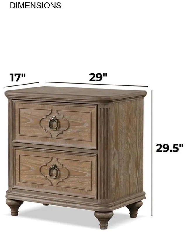 Alt view image 3 of 5 - Simple Contemporary 1Pc Nightstand Rustic Oak Veneer Solid Wood Bedside Table W Usb-A And Usb-C