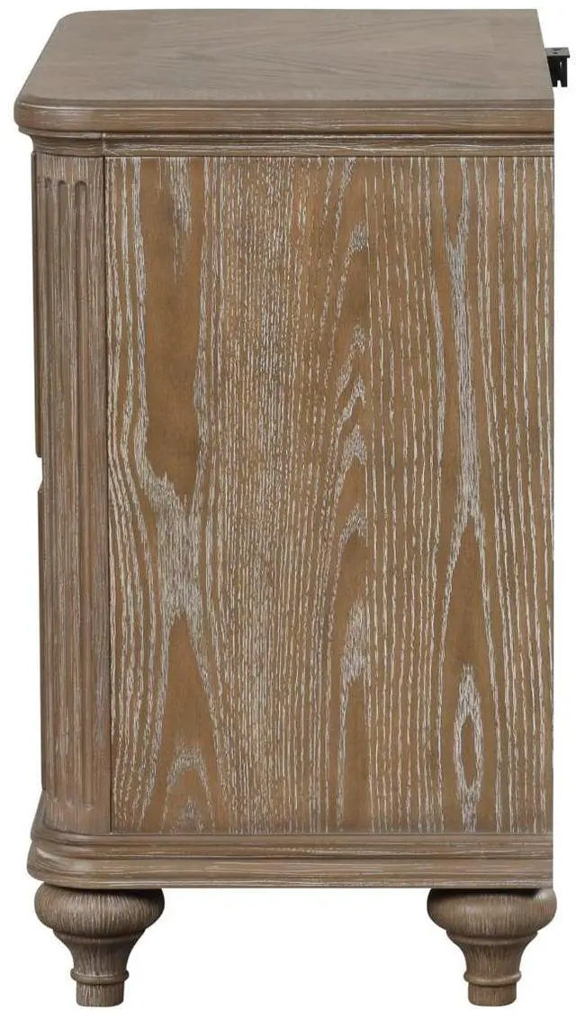 Alt view image 5 of 5 - Simple Contemporary 1Pc Nightstand Rustic Oak Veneer Solid Wood Bedside Table W Usb-A And Usb-C