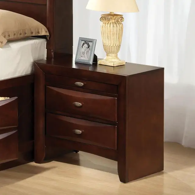 Alt view image 2 of 7 - Cherry Color Simple Contemporary 1Pc Nightstand Solid Wood Bedside Table Knob Pulls 2-Drawers Bedside Table