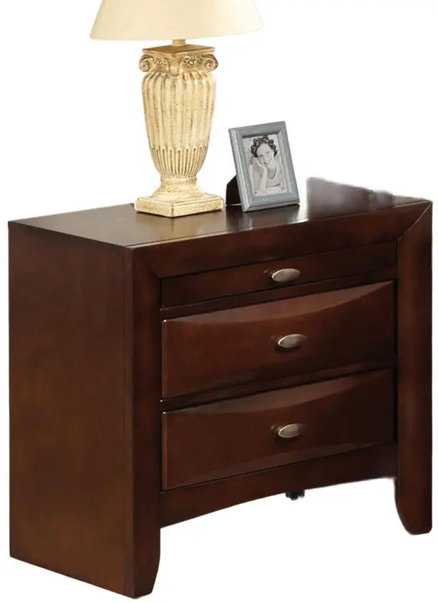 Alt view image 7 of 7 - Cherry Color Simple Contemporary 1Pc Nightstand Solid Wood Bedside Table Knob Pulls 2-Drawers Bedside Table
